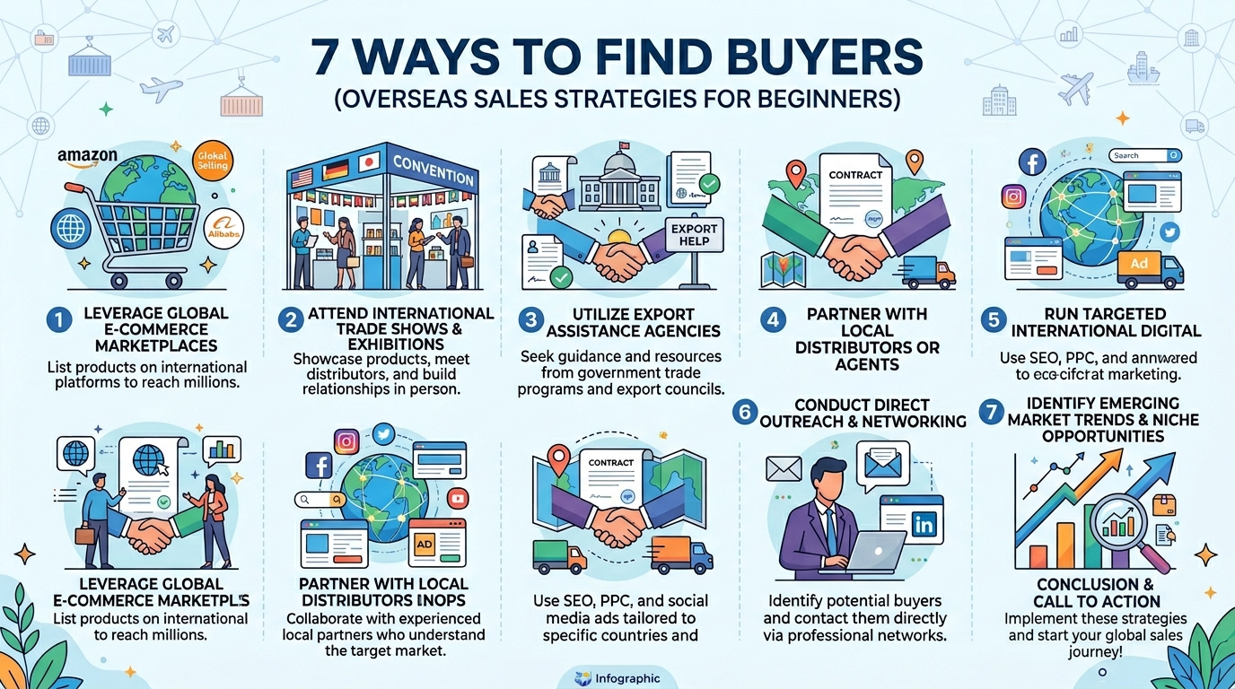 해외 바이어 찾는 방법 7가지: 초보 수출기업 성공을 위한 해외영업 전략 가이드