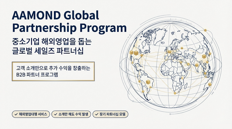 중소기업 해외영업, AAMOND 글로벌 파트너십으로 쉽게 성공하고 패시브 인컴 창출!